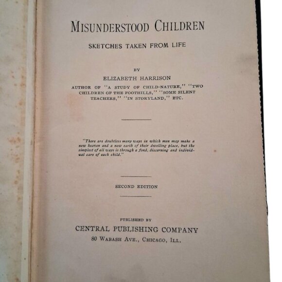 "RARE" 1910 Misunderstood Children book Elizabeth Harrison Author 2nd Edition - Picture 5 of 13